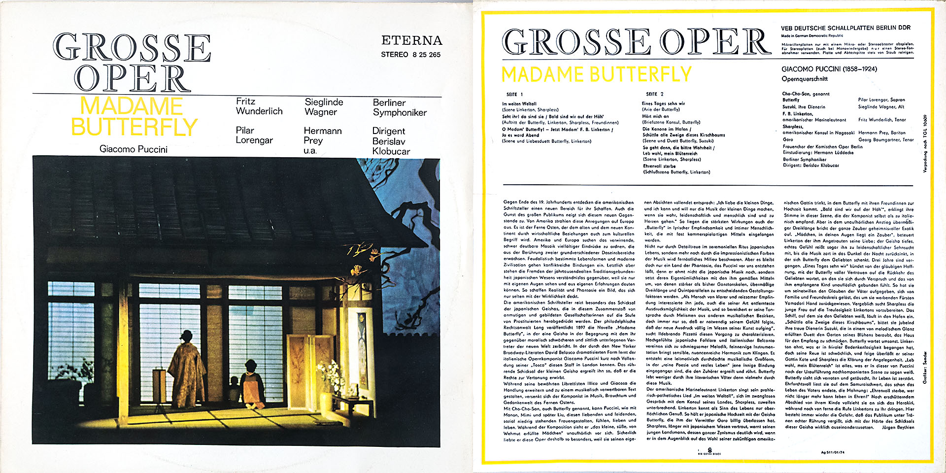 Grosse Oper - Madame Butterfly - Fritz Wunderlich / Sieglinde Wagner / Pilar Lorenger / Hermann Prey u. v. a. m.